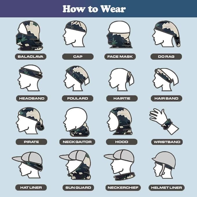 WYSUMMER 8PCS Scarves Bandanas Face Tube Black Headband, Motorcycle Multi Function Headwear Hat Scarf Neck Warmer Balaclava - Image 5